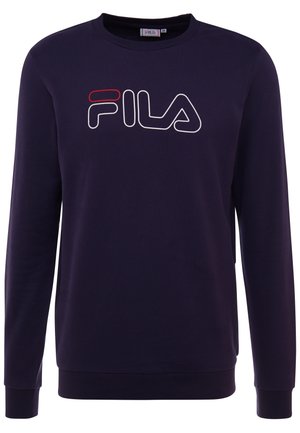 Laivastonsininen pitkähihaisen collegepaita, jossa on resorit hihansuissa ja helmassa. Rinnassa on suuri FILA-logo valkoisilla ja punaisilla kirjaimilla, joissa on reunus.