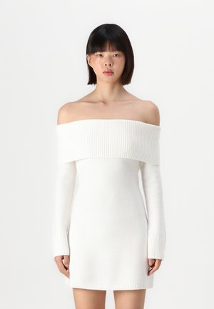 Off-the-Shoulder Skater Sweater Dress - Svetríkové šaty - cloud dancer