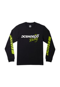 Μαύρη μπλούζα μακρύ μανίκι με λογότυπο "DCSHOECO Racing" σε λευκό και νέον πράσινο. Διαθέτει γραφικά σχέδια στα μανίκια και λαστιχένιες μανσέτες.