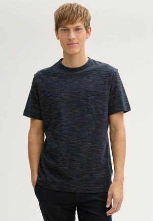 TOM TAILOR MIT BRUSTTASCHE - T-shirt basique - navy multi inject