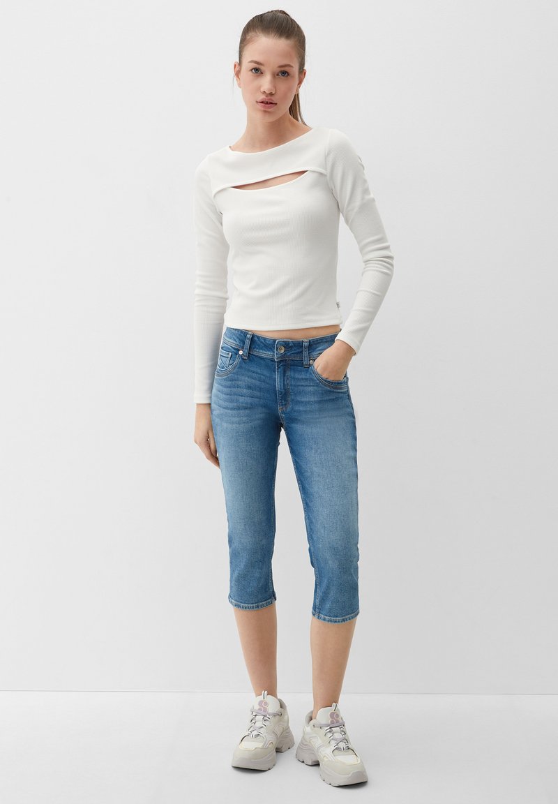 QS BERMUDA STRETCH - Denim shorts - blau