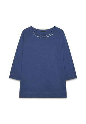 Fiorella Rubino, T-SHIRT CON STRASS E BORCHIE - Longsleeve - blu