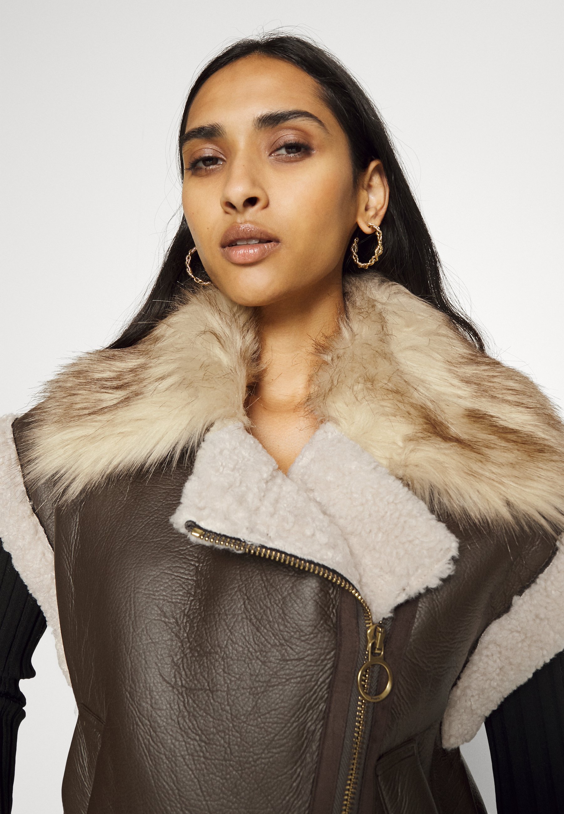 Pinko GEMA GILET AVIATOR FAKE SHEARLING 