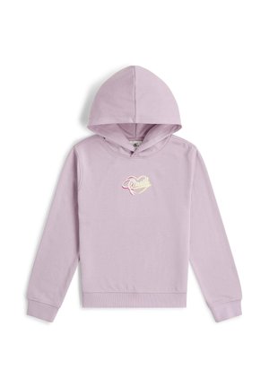 Hellvioletter Kapuzenpullover mit langen Ärmeln und einem kleinen herzförmigen Logo mit dem Schriftzug "O'Neill" auf der Brust.