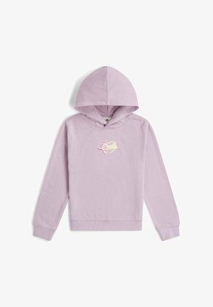 Svetlo vijolična majica s kapuco z dolgimi rokavi in majhnim srčastim logotipom z napisom "O'Neill" na prsih.