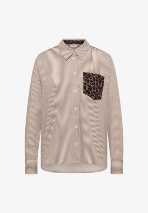 Cecil, HEMDBLUSE MIT STREIFEN UND LEO-BRUSTTASCHE - Hemdbluse - creamy mocha