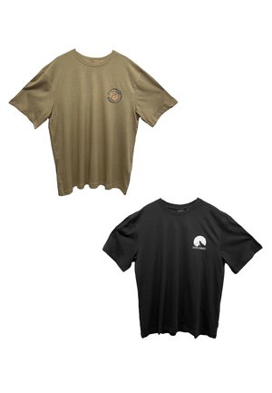 2ER PACK GESCHNITTEN RUNDHALS KURZARM - T-Shirt print - schwarz khaki