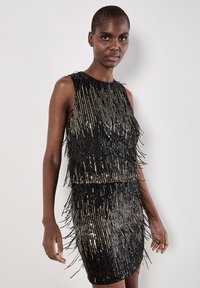 SEQUIN FRINGE BODYCON - Minikjol - black