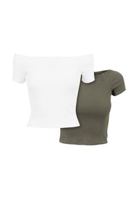 OFF SHOULDER 2-PACK - T-shirt basique - white olive
