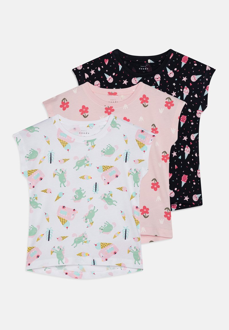 Name it VIGGA 3 PACK - Triko s potiskem - parfait pink/packdark sapphire/bright white