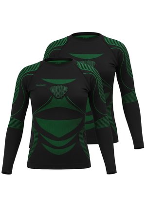 2 PACK THERMO LANGARM - Unterhemd/-shirt - schwarz/grün