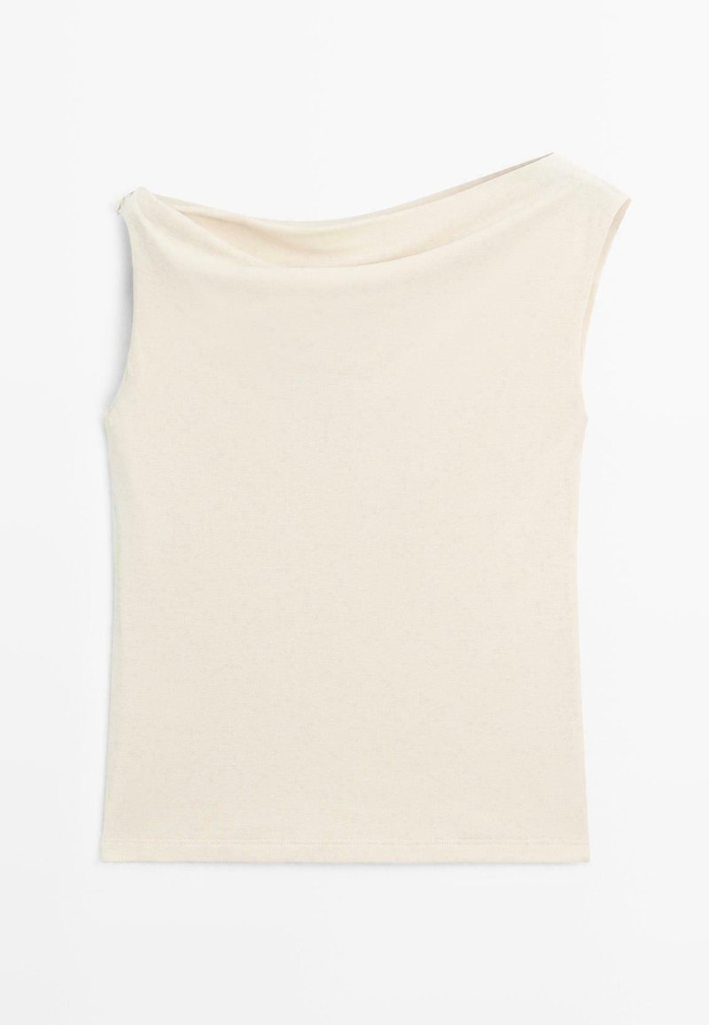 Massimo Dutti ASYMMETRIC DROP SLEEVE TOP - Top - sand - Zalando.dk