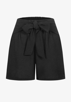 Sorte shorts med en bred taljeelastik og en sløjfe foran. Lavet af letvægtsstof med en tekstureret overflade og løs pasform.