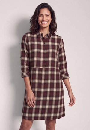 Cecil, KNEE-LENGTH FLANNEL DRESS WITH A CHECKERED PATTERN - Robe chemise - red wine