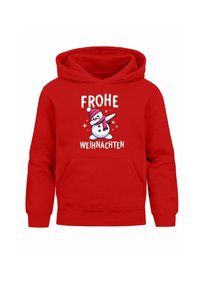 MoonWorks WEIHNACHTSMOTIVE LUSTIGE GESCHENKE OUTFIT - Kapuzenpullover - dabbing schneemann rot