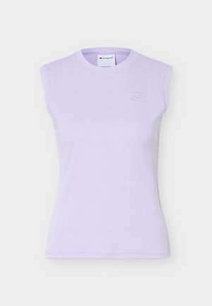 Αμάνικη λιλά κορυφή με ριμπ ύφασμα, λαιμόκοψη στρογγυλή και διακριτικό κεντημένο λογότυπο Champion στο αριστερό στήθος.