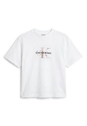 Calvin Klein Jeans, BOXY HAND DRAWN MONOLOGO  - T-shirt con stampa - bright white