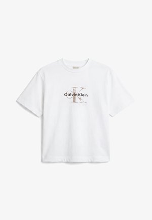 Calvin Klein Jeans, BOXY HAND DRAWN MONOLOGO - Trükipildiga T-särk - bright white