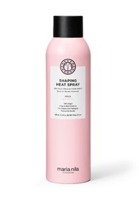 Roze aerosolsprayfles met een zwarte dop. Voorzien van een wit etiket met productnaam, details en merklogo. Capaciteit van 250 ml.