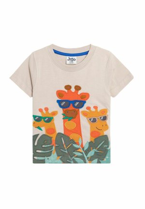 JoJo Maman Bébé REGULAR FIT - INTERACTIVE APPLIQUÉ - T-shirt con stampa - natural giraffe