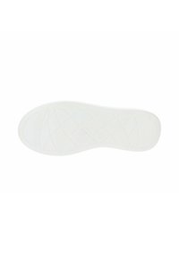 Semelle intérieure en caoutchouc blanc avec une surface texturée présentant des motifs en losange et des rainures pour l'adhérence et le soutien. Conception plate et flexible.