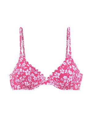 Bikini-Top - neonpink-weiß