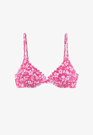 Haut de bikini - neonpink-weiß