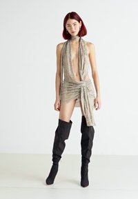 Jaded London SPYRO SNAKESKIN PLUNGE MINI DRESS - Cocktail φόρεμα / Φόρεμα για πάρτι - silver