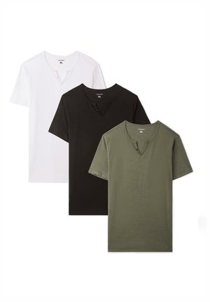 3 PACK - T-shirt basic - 1x Sage, 1x Black, 1x White