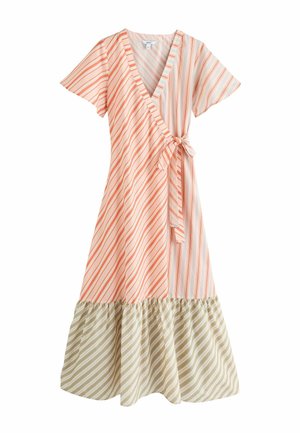 REGULAR FIT - FLUTTER SLEEVE WRAP  - Maxi ruha - apricot stripe