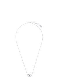 Collana d'argento con una delicata catena e un pendente circolare intrecciato con un accento testurizzato. Lunghezza regolabile per una vestibilità perfetta.