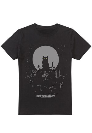 PET SEMETARY CAT WITH TOMBSTONES - Print T-shirt - black