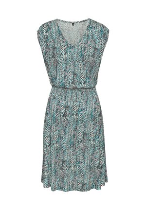 Jerseykleid - türkis rosé bedruckt