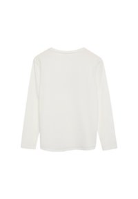 Langarm-weißer T-Shirt aus Baumwolle, mit Rundhalsausschnitt, geradem Saum und einfachem Design ohne Muster oder Verzierungen.