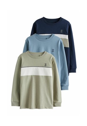 Next, REGULAR FIT - LONG SLEEVE COLOURBLOCK T-SHIRTS 3 PACK . - Long sleeved top - green blue navy