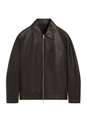 Massimo Dutti, Lederjacke - dark brown