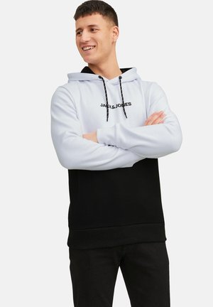 Jack & Jones JJEREID BLOCKING HOOD - Hoodie - white
