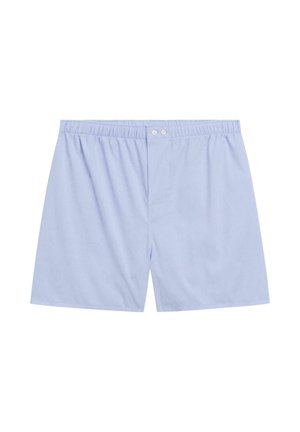 Boxer da uomo azzurro chiaro con cintura elastica e due bottoni bianchi al centro davanti.