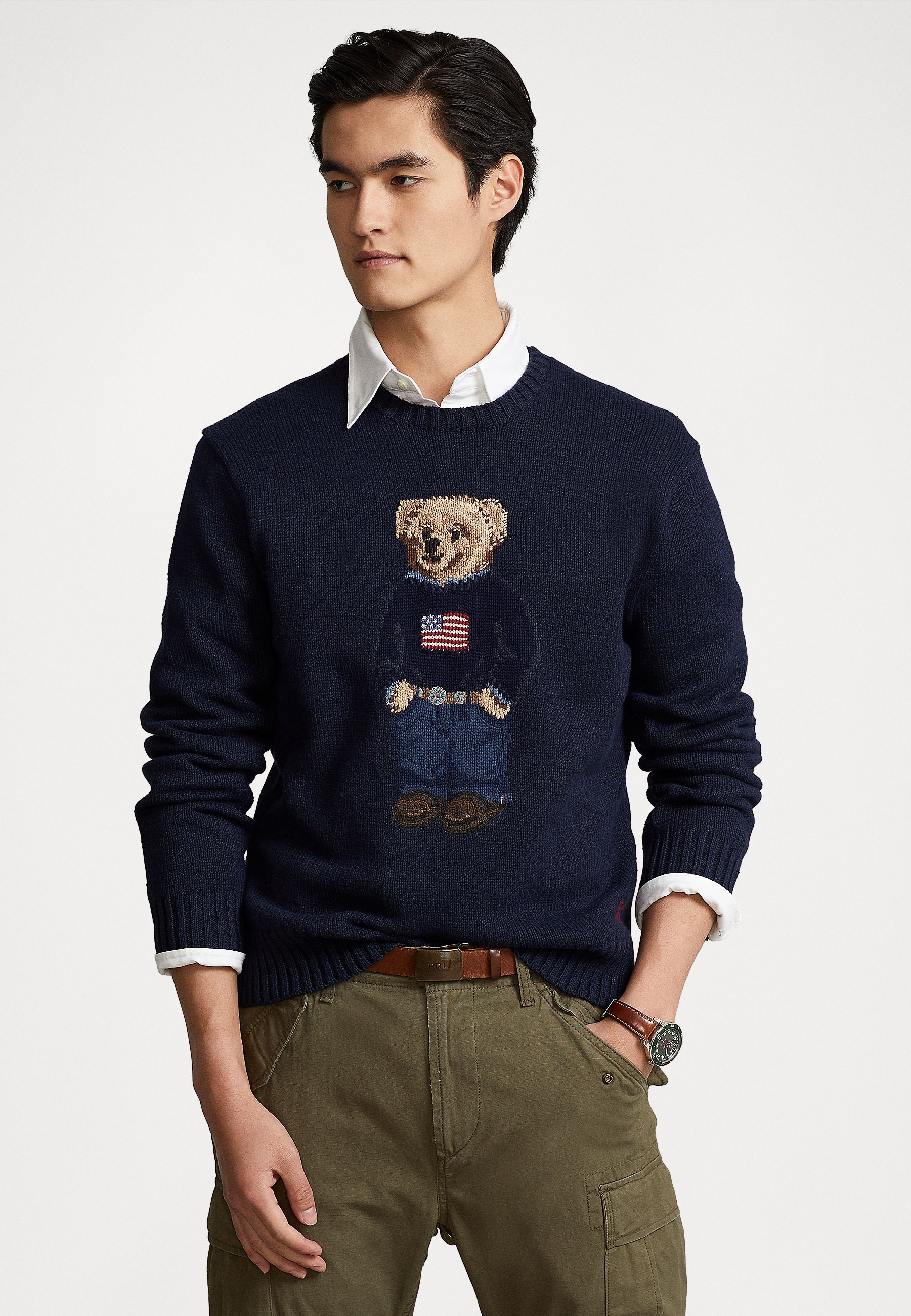 Polo Ralph Lauren POLO BEAR COTTON-LINEN JUMPER - Jumper - navy/dark blue -  Zalando.co.uk