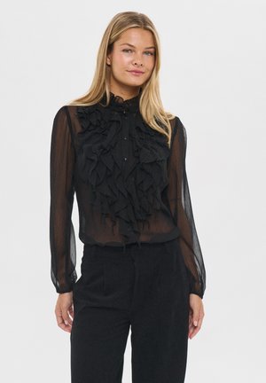 Saint Tropez LILJASZ CRINKLE LS  - Gombos blúz - black