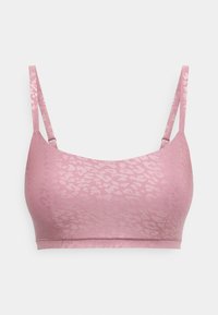 Pink bralette med subtilt leopardprint, justerbare stropper og en glat tekstur. Designet til komfort og støtte.