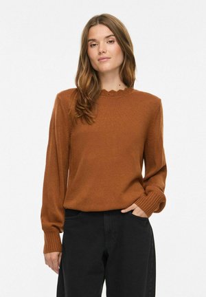 VILA, KNITTED PULLOVER VINOA HIGH NECK - Pullover - argan oil
