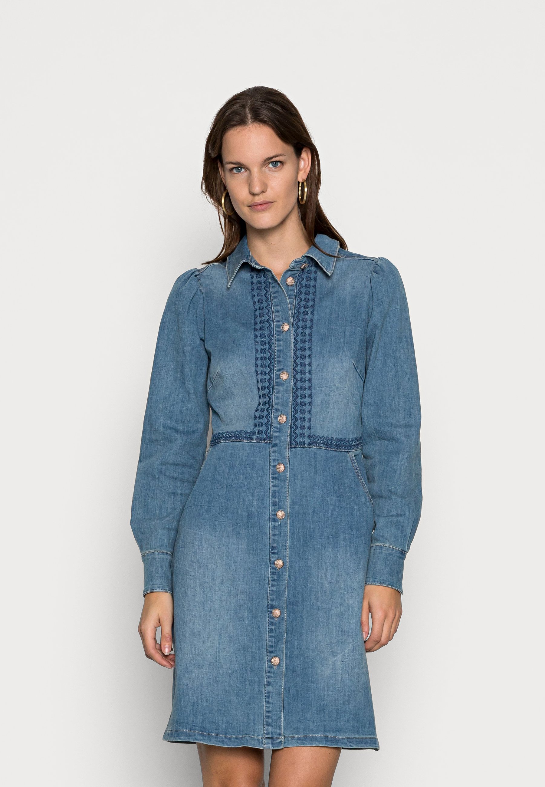 pale blue denim dress