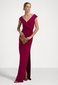 Lauren Ralph Lauren JERSEY OFF THE SHOULDER GOWN - Iltapuku - fuchsia berry