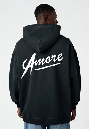 AMORE EMBROIDERY HEAYVWEIGHT UNISEX - Sweat à capuche - washed black