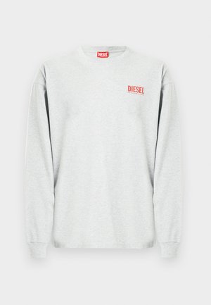 Pikkade varrukatega hall puuvillasegusest materjalist dressipluus, millel on vasakul rinnal punane "DIESEL" logo ja soonikkoes mansetid. Lihtne ümara kaelusega disain.