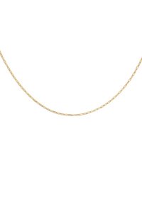 Collier en or avec un design de maillons allongés, à la surface lisse et à la finition brillante, mesurant environ 45 cm de long.