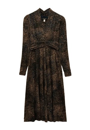 REGULAR FIT - MINA RUCHED WAIST LONG SLEEVE V NECK - Jerseykleid - navy