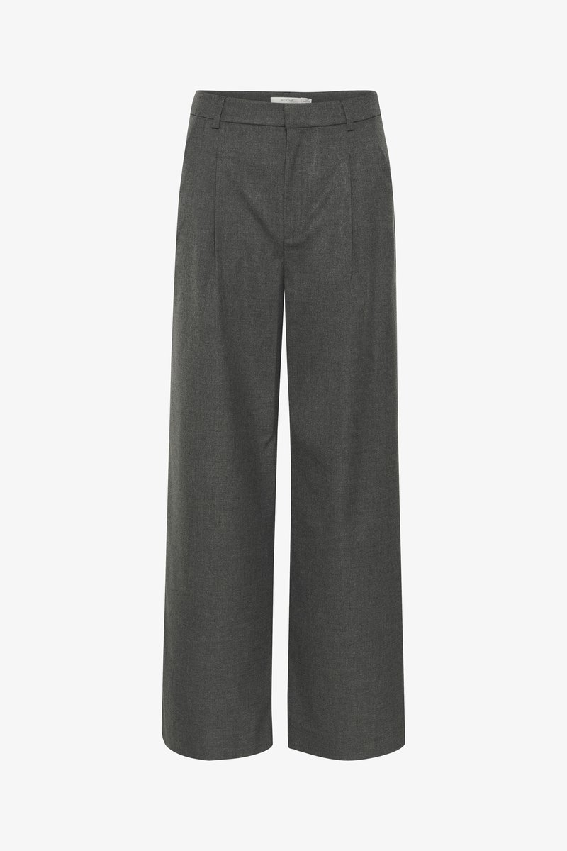 Gestuz PAULA WIDE PANTS - Παντελόνι - dark grey melange