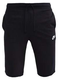 Svarta bomullsshorts med elastisk midja och dragsko. Har sidofickor och en vit Nike-logotyp på vänster ben.